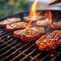 AI generated Tasty barbecue meat grills to perfection, promising a flavorful meal For Social Media Post Size photo