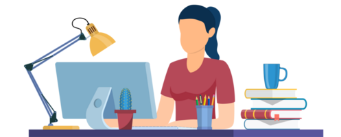 woman working on laptop png