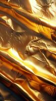 ai generado brillante oro papel textura proporciona lujoso y opulento antecedentes vertical móvil fondo de pantalla foto
