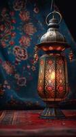 AI generated Vintage Arabic lantern evokes the spirit of Eid al Adha celebration Vertical Mobile Wallpaper photo