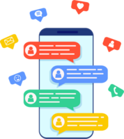 en línea charla mensajes texto notificación en teléfono png