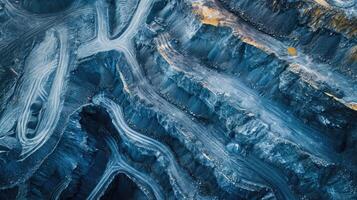 AI generated Industry Banner Open pit mine, extractive industrial for coal, aerial top view drone. photo