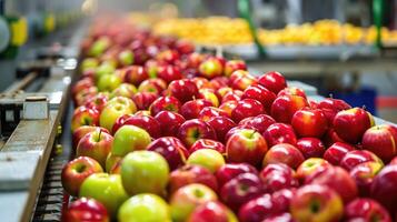 AI generated Apples Being Graded In Fruit Processing And Packaging Plant photo