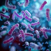 AI generated Detailed view of microscopic bacteria, representing probiotics, on background For Social Media Post Size photo