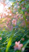 ai generado brillante y soleado primavera clima crea el Perfecto día vertical móvil fondo de pantalla foto