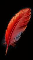 AI generated Red feather stands out in close up against dark background Vertical Mobile Wallpaper photo