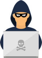 delincuente hacker con ordenador portátil. png