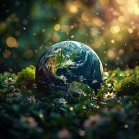 AI generated Environmental advocacy Conceptual image highlights green planet for Earth Day For Social Media Post Size photo