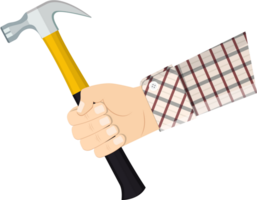 Hand holding hammer png