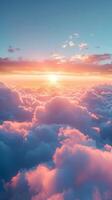 AI generated Elevated horizon Ethereal clouds create a dreamy atmospheric backdrop Vertical Mobile Wallpaper photo