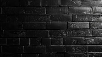 AI generated Abstract Black brick wall texture for pattern background. wide panorama picture photo