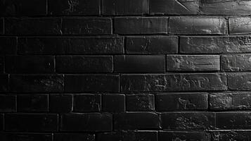 AI generated Abstract Black brick wall texture for pattern background. wide panorama picture photo