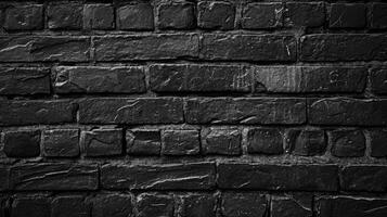 AI generated Abstract Black brick wall texture for pattern background. wide panorama picture photo