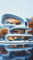 AI generated Photo Sleek modern dwelling Futuristic house design against pristine white backdrop Vertical Mobile Wallpaper