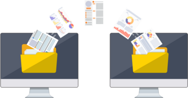 twee computers met mappen Aan scherm png