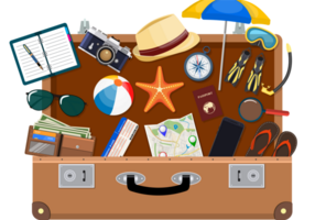 Open baggage, luggage, png
