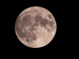 The blue moon in the night sky. supermoon, full moon. photo