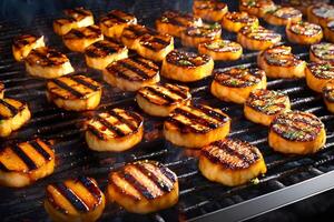 ai generado presentación de delicioso A la parrilla comida en un fiesta o ninguna tal ocasión foto