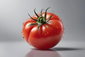 AI generated Close up view of fresh juicy red tomato photo