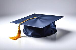 ai generado un graduación gorra en un blanco antecedentes foto