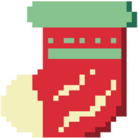Cute pixel sock with Christmas theme. png