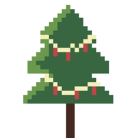 Cute pixel Christmas tree with decoration. png