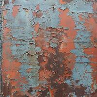 AI generated Old sheet of iron covered in rust, adorned with multicolored paint For Social Media Post Size photo