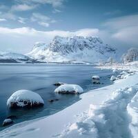 AI generated Winter wonderland Majestic landscape adorned in pristine white snow For Social Media Post Size photo