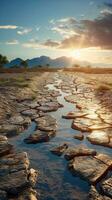 ai generado crítico agua escasez sequía enfatiza prensado ecológico cuestiones vertical móvil fondo de pantalla foto