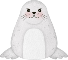 foca fofa desenho animado aguarela png