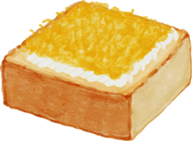 Wipe cream and golden thread egg Toast Watercolor png