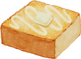 Butter Milch und Zucker Toast Aquarell png