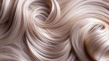 AI generated Generative AI, Female blonde curly hair texture background, close up hairs photo