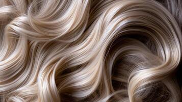 AI generated Generative AI, Female blonde curly hair texture background, close up hairs photo