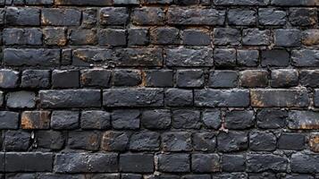 AI generated black brick wall, brickwork background for design photo