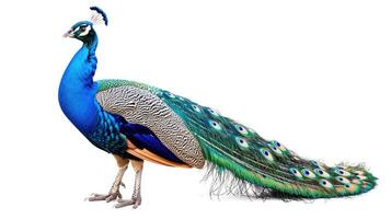 AI generated peacock on isolated white background. photo