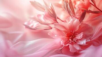 ai generado enamorado ramo de flores antecedentes rosado hoja floral florecer flor pastel Boda naturaleza foto