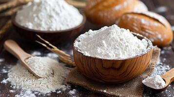 AI generated Rice flour and rice flour bread photo