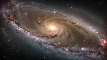 AI generated a spiral galaxy with stars in the background, providing a factual representation of this astronomical phenomenon, A mesmerizing view of the spiral galaxies, AI Generated video