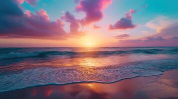 AI generated Colorful sunset over ocean photo