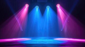 AI generated Spotlight effect for theater concert stage. Abstract glowing light of spotlight illuminated photo