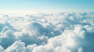 ai generado alto naturaleza ver grande blanco nubes en suave cielo antecedentes en el mañana, ver de blanco nublado en el avión. foto