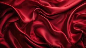 AI generated Red silk background. Dark toned with vignette photo