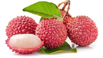 AI generated lychee on isolated white background. photo