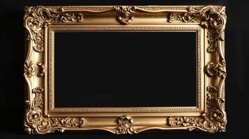 AI generated Golden picture frame isolated photo
