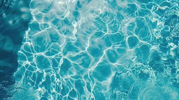 AI generated Swimming pool bottom caustics ripple and flow with waves background. Summer background. Texture of water surface. Overhead view. photo