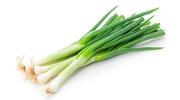 AI generated Green onion on isolated white background. photo