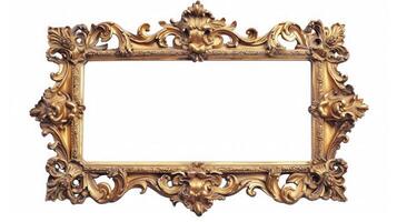 AI generated Antique gold frame isolated on the white background photo