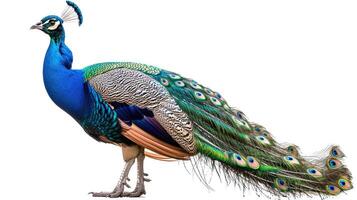 AI generated peacock on isolated white background. photo