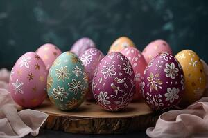 AI generated Festive egg collection Assorted Easter eggs in cheerful colors photo